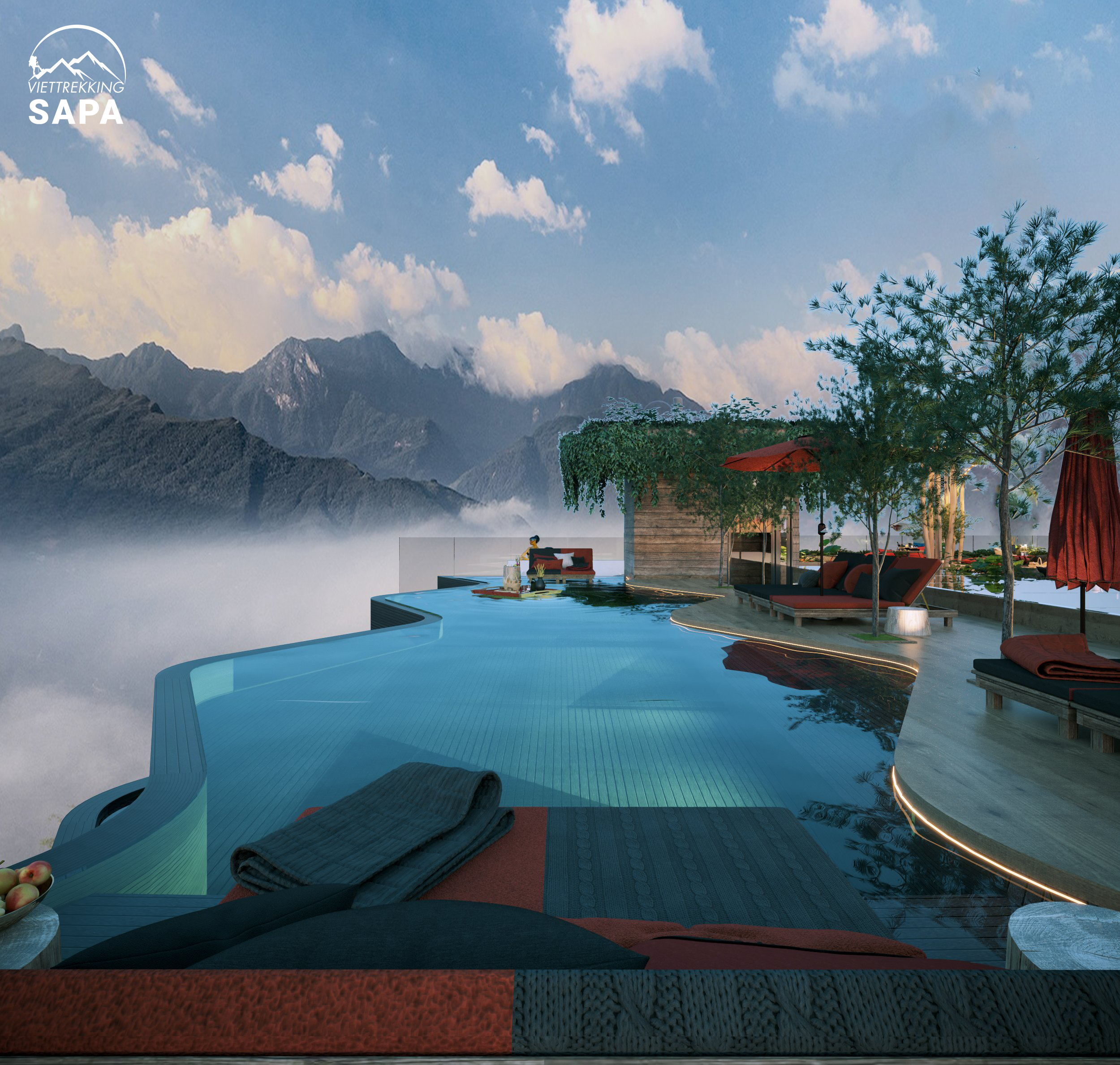 Bể bơi vô cực tại Viettrekking Homestay Sapa